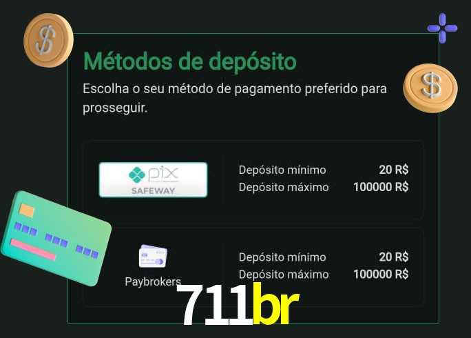 O cassino 711br oferece uma grande variedade de métodos de pagamento